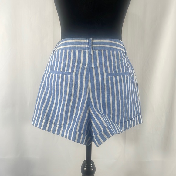 Love Tree Stripped blue, White,linen blend shorts, Small - Picture 2 of 8